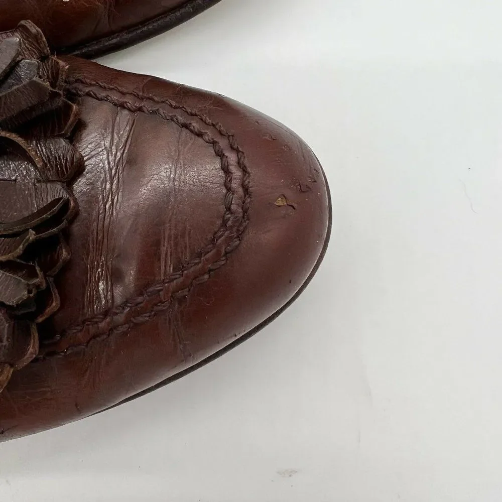SALVATORE FERRAGAMO Brown Tassel Kiltie Loafer Slip on DRESS SHOES 7 1/2 D Italy